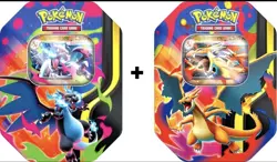 2 Pokemon TCG Mega Charizard X + Y ex Tin Bundle Sealed New - Image 1