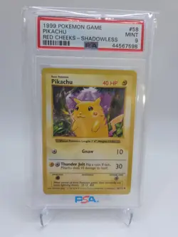 1999 Pokemon Pikachu Red Cheeks Base Set 1999 Shadowless 58/102 PSA 9 - Image 1