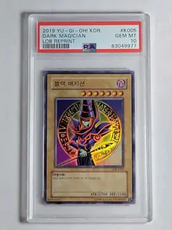 YuGiOh PSA 10 Gem Dark Magician Ultra Rare K005 LOB 2019 Reprint Korean *Foil* - Image 1