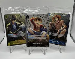 One Piece CCG TS02 Sealed Promo Bundle: P-073 Sabo, P-074 Ace, P-075 Luffy - Image 1