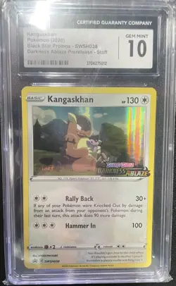 Pokemon Kangaskhan Prerelease STAFF PROMO SWSH038 SWSH Promo Holo CGC 10 - Image 1