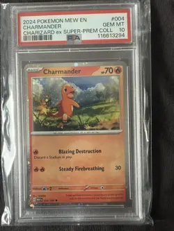 Pokemon Charmander 004/165 Sv: 151 Cosmo Holo 2024 Charizard ex SPC PSA 10 - Image 1