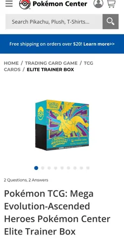Pokemon Center Mega Evolution Ascended Heroes elite trainer box ETB in Hand 2/20 - Image 1
