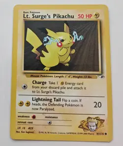 Pokemon Lt. Surge's Pikachu Gym Heroes Common Card 81/132 - Image 1