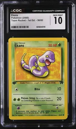 PSA CGC 10 2000 Pokemon Team Rocket #56 EKANS 1st Edition - Image 1