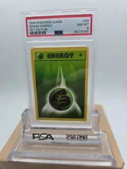 1999 POKEMON BASE SET 1ST EDITION SHADOWLESS #99 GRASS ENERGY PSA 8 NM-MT - Image 1