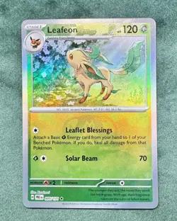 Pokemon Prismatic Evolutions Leafeon Master Ball #005/131 Holo Pack Fresh - Image 1