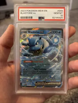 2023 Pokemon Mew EN-151 Blastoise EX #009 PSA 10 - Image 1