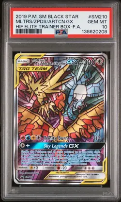 2019 POKEMON SM BLACK STAR PROMO FULL ART/MOLTRES & ZAPDOS & ARTICUNO GX PSA 10 - Image 1