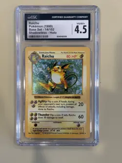 Pokemon Raichu Shadowless Base Set - 1999 CGC 4.5 VG/EX+ - Image 1