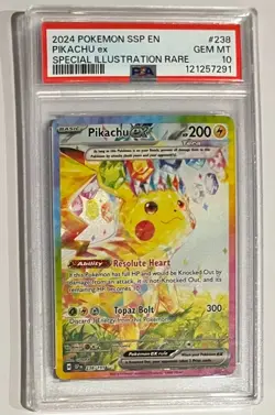 2024 Pokemon Surging Sparks Pikachu ex #238 SIR PSA 10 - Image 1