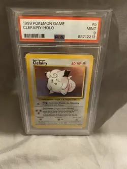Pokemon TCG Clefairy Base Set 5/102 Holo Rare 40HP 1999 PSA 9 English - Image 1