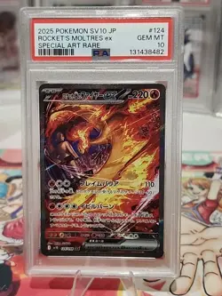 Team Rocket's Moltres 124/098 SAR SV10 Japanese Pokemon Card PSA 10 - Image 2
