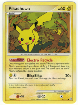 Pikachu 94/123 Non Holo Common LP Pokemon Card HQ Scan - Image 1