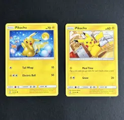 2x Pikachu Pokemon Card 55/236 & 56/236 - Sun & Moon Unified Minds - LP - Image 1