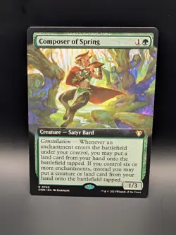 MTG - Composer of Spring - EXTENDED ART - Creature Satyr Bard - CMM #769 - Rare - Image 1