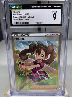 CGC 9 Shauna 263/264 – Fusion Strike Full Art Trainer Ultra Rare Pokemon Card - Image 1