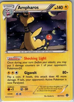 Ampharos 40/114 Holo XY - Steam Siege - Pokemon Card - NM - Image 1