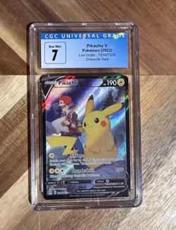 Pikachu V Character Rare CGC 7 Pokemon Card Lost Origin TG16/TG30 Holo 2022 - Image 1