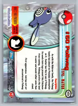 Poliwag #60 Topps Pokemon Card - Foil - Blue Logo - NM - Image 2