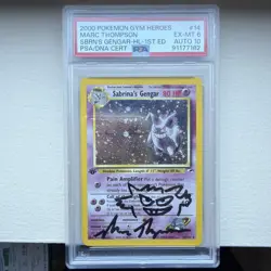 2000 Vtg Pokemon Sabrina's Gengar 1st Edition #14 - PSA/DNA CERT AUTO 10 - POP 1 - Image 1