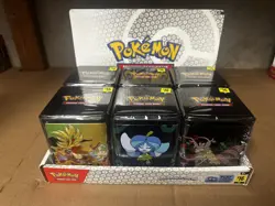 Pokemon stacking tin lot of 6 with display - 18 booster packs - factory sealed - Image 1