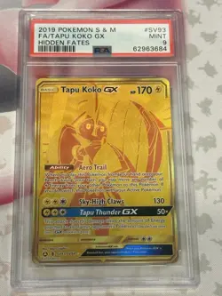 2019 Pokemon Sun & Moon Hidden Fates SV93 Full Art Tapu Koko GX PSA 9 - Image 1