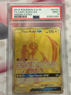 2019 Pokemon Sun & Moon Hidden Fates SV93 Full Art Tapu Koko GX PSA 9 - Image 2