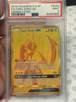 2019 Pokemon Sun & Moon Hidden Fates SV93 Full Art Tapu Koko GX PSA 9 - Image 4