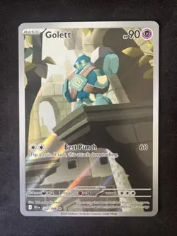 2025 NM Pokemon Golett AR 122/086 Black Bolt & White Flare Illustration Rare Eng - Image 1