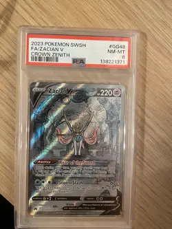 2023 POKEMON SWORD & SHIELD CROWN ZENITH #GG48 FULL ART/ZACIAN V PSA 8 - Image 1