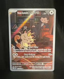 Pokemon: Team Rocket's Meowth 203/182 SV10 - Destined Rivals Illustration Rare - Image 1