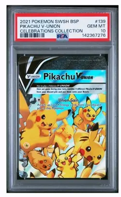 Pokemon 2021 English Sequential Celebrations SWSH Pikachu V-Union Set (4) PSA 10 - Image 1