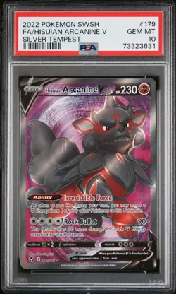 Pokemon Hisuian Arcanine V Full Art Holo 179/195 Silver Tempest PSA 10 - Image 1