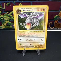Pokemon Card Fossil Aerodactyl 1/62 Rare Holofoil 1999 WOTC - Image 1