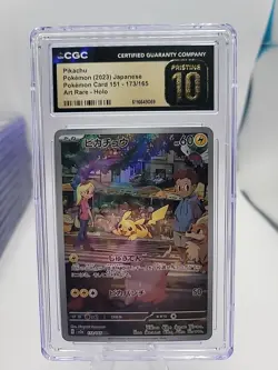 CGC Pristine 10 Pikachu 173/165 Art Rare 2023 Japanese 151 Pokemon Card - Image 1