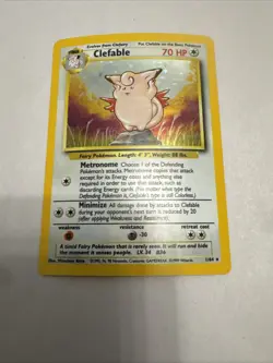 Pokemon TCG Clefable Jungle Holo Rare Card 1/64 No Symbol Error LP - Image 1