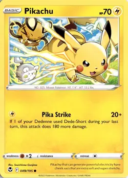 Pikachu 049/195 SWSH12: Silver Tempest Pokemon Card TCG - Image 1