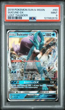 2018 POKEMON SUN & MOON LOST THUNDER #60 SUICUNE GX PSA 9 - Image 1