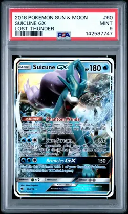 2018 POKEMON SUN & MOON LOST THUNDER #60 SUICUNE GX PSA 9 - Image 1