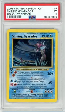 Pokemon Shining Gyarados #65 Neo Revelation 1st Edition Holo PSA 5 Excellent - Image 1