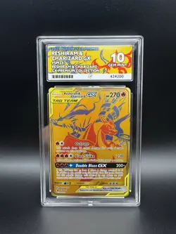 Pokemon TCG Sun & Moon Gold Reshiram & Charizard GX SM247 Promo - ACE 10 GEM - Image 1