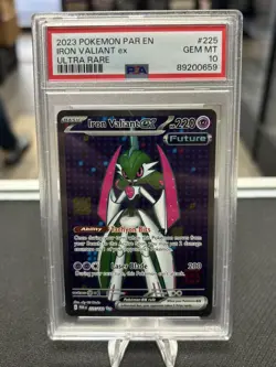 2023 POKEMON PAR EN-PARADOX RIFT ULTRA RARE #225 IRON VALIANT EX PSA 10 - Image 1