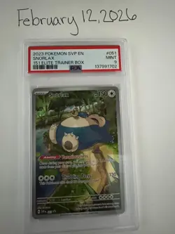 Pokemon TCG Snorlax SVP 051 PSA 9 Mint – Scarlet & Violet Black Star Promo - Image 1