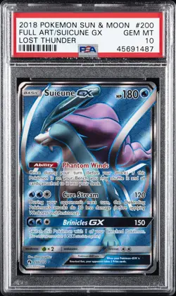 2018 POKEMON SUN & MOON LOST THUNDER #200 FULL ART/SUICUNE GX PSA 10 - Image 1