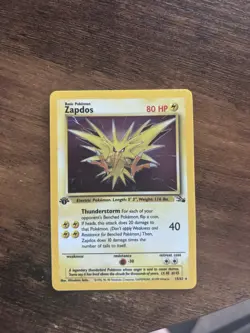 Pokemon TCG Zapdos Holo Rare Card 15/62 First Edition Fossil - Image 1
