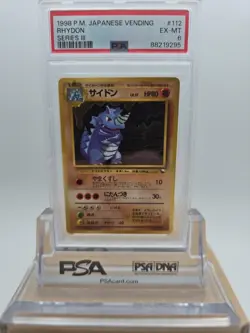 1998 Pokemon Japanese Vending Series III #112 Rhydon PSA 6 EX-MT - Image 1