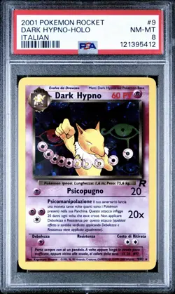 2001 Pokemon ITALIAN Unlimited Rocket Dark Hypno Holo 9/82 PSA 8 NM-MT - Image 1