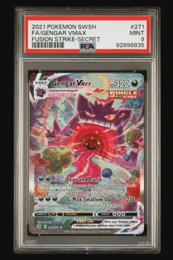 Pokemon Gengar VMAX Fusion Strike Secret Rare Full Alt Art #271 PSA 9 Mint - Image 1