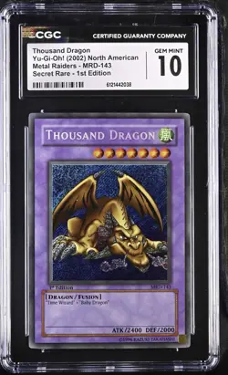 Yu-Gi-Oh Thousand Dragon MRD-143 Metal Raiders 1st Edition CGC 10 Gem Mint - Image 1